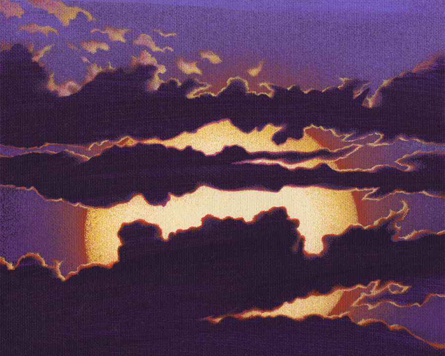 SUNSET BLINDS – original acrylic skyscape by mark smollin