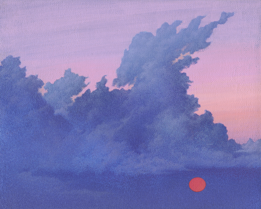 SALMON SUN – original acrylic skyscape by mark smollin