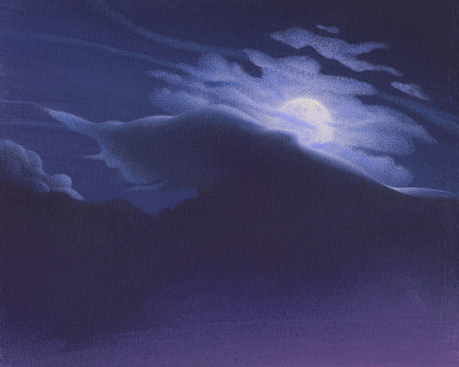 FLY BY NIGHT– original acrylic skyscape by mark smollin
