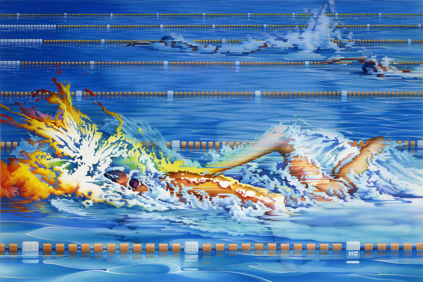 FREESTYLE competition swimming sports painting by Mark Smollin