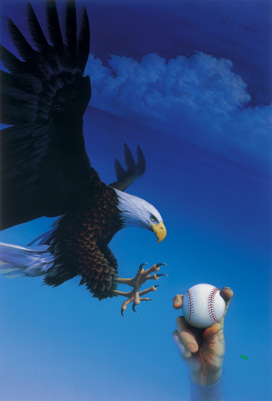 SCREAMIN EAGLE Baseball sports painting by Mark Smollin