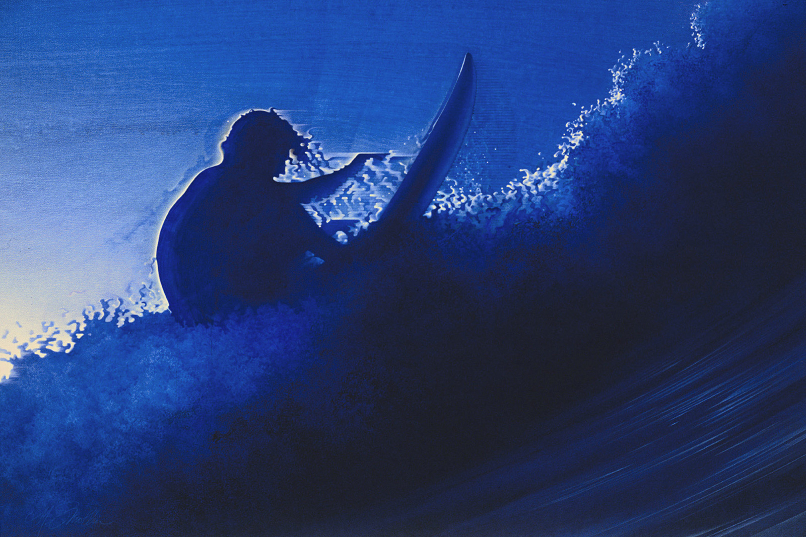 TWILIGHT RIDE surfing sports painting by Mark Smollin